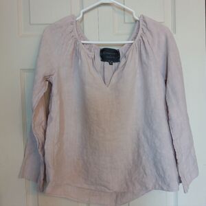Clementine's X Merotto Pale Blush Linen Peasant Top